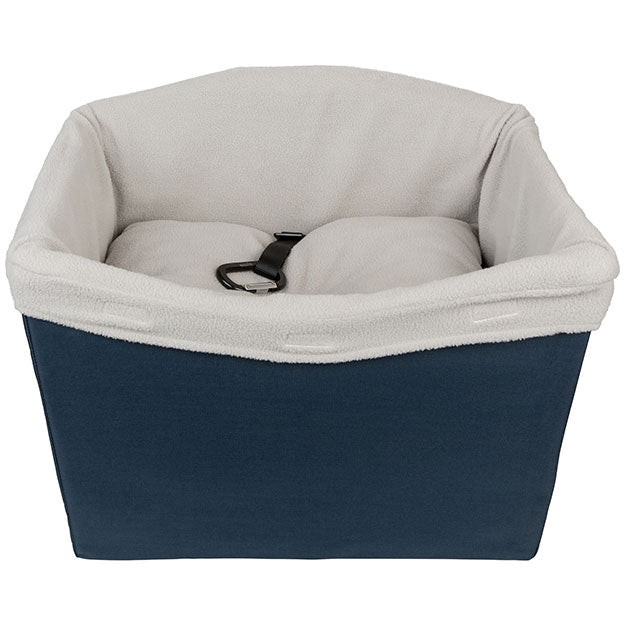 Safety booster seat with seat belt clip inside