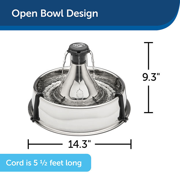 Open bowl design with dimensions 9.3" height and 14.3" width. Cord is 5 1/2 feet long.